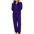 thumbnail image 3 of STETMN Women's Plain 2 Piece Tracksuit Full Zip Lapel Jacket Drawstring Split Sweatpant Lounge Sets, 3 of 5