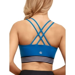 MRULIC bras for women Women Rimless Yoga Running Cross straps Underwear Sports  Bra with Pads Navy Blue + M 