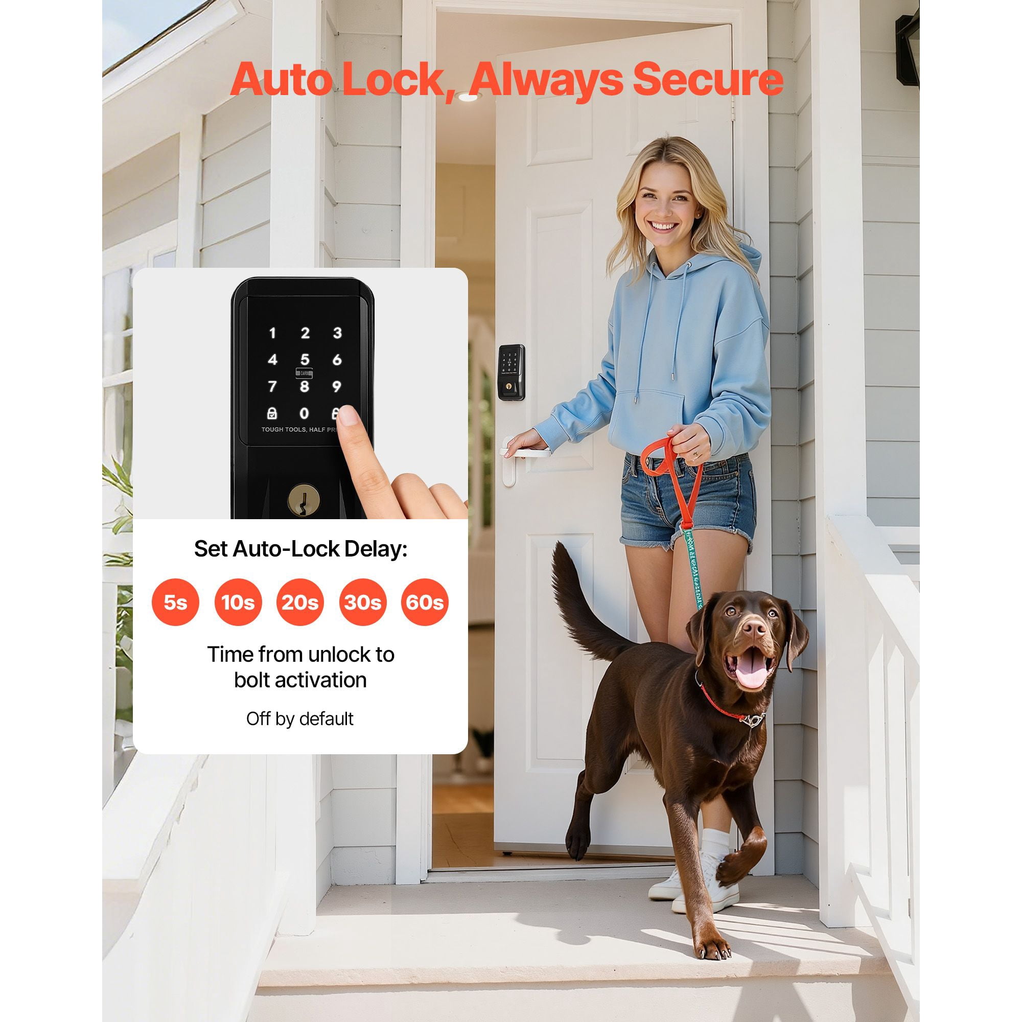 Keyless Entry Door Lock, Electronic Deadbolt with IC Card, Customizable User Codes, Auto Lock, Anti-Peeping Password, Backlit, Easy Installation for Home