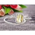 thumbnail image 2 of 2.25 Carat 7X5mm Emerald Cut Wedding Set Champagne Diamond Moissanite Engagement Ring With Matching Band On 10K White Gold, Promise Ring, Anniversary Ring, 2 of 5