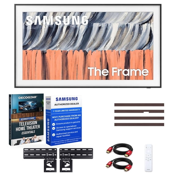 Samsung 55" Class The Frame QLED 4K TV (2026) Bundle with The Frame Customizable Bezel, Modern Brown   Deco Gear Television Home Theater Beginner's Guide   2x 6FT 4K HDMI 2.0 Cable