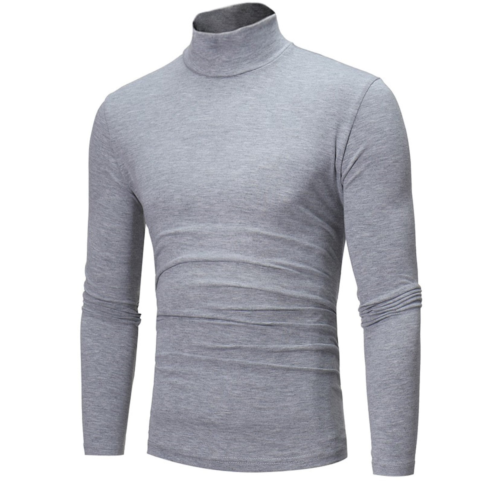 grey t shirt dress male winter warm high collar fashion