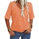 thumbnail image 1 of ICHUANYI Clearance Women Fashion Casual Solid Color Short Sleeve Loose Tee Tops V-neck Tops Blouse(Orange, L) ICHUANYI WER2023080912304, 1 of 6