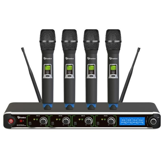 AVTronics Professional Wireless Microphone System with 4 Handheld Microphones