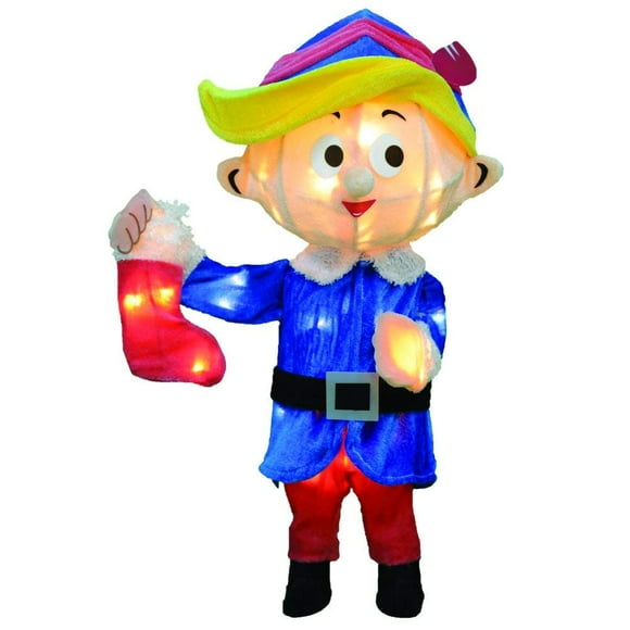 Nouveau pour 2019 - Lumières LED - 24 Lumières LED Pré-Éclairées 3D Hermey The Elf Dentist avec Bas Décoration de Noël, 50 Lumières LED Longue Durée - de la Collection Island of Infit Toys