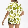 thumbnail image 4 of Tops for Women under $5 Short Sleeved Hawaiian Printed Button Up Turndown Collar Top Yellow M, 4 of 5