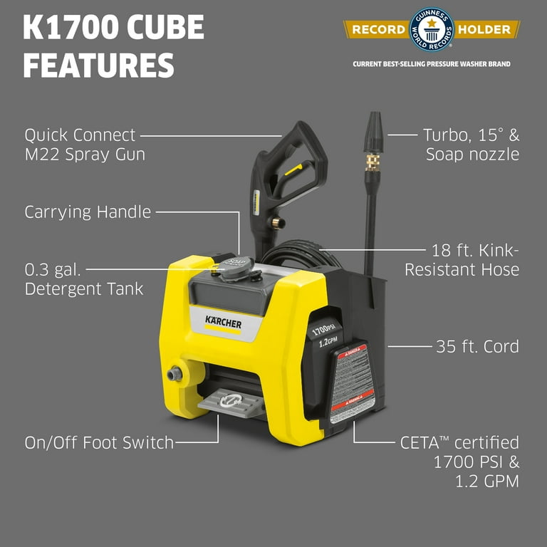Kärcher Pressure Washer K1700 Cube, CETA Certified, 3 Spray