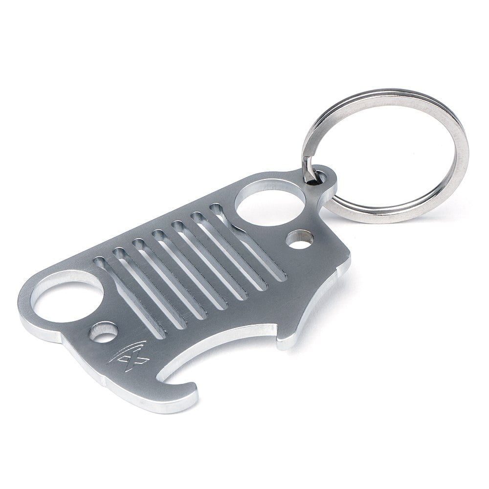 Xprite Silver Jeep Wrangler Keychain Bottle Opener