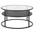 thumbnail image 3 of 32" Black and Glass Round Two Layer Coffee Table With Shelf, 3 of 8