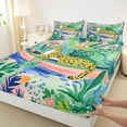 thumbnail image 3 of Feelyou Cartoon Leopard Cheetah Bed Sheets, Palm Leaves Botanical King Sheets, Kawaii Jungle Animal Sheet Set, Super Cozy Room Decor, 4pcs, 3 of 7