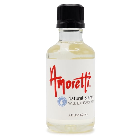 Amoretti - Natural Brandy Extract Water Soluble 2 oz - Highly Concentrated & Perfect For Pastry, Savory, Brewing, and more, Preservative Free, Vegan, Kosher Pareve, Keto Friendly