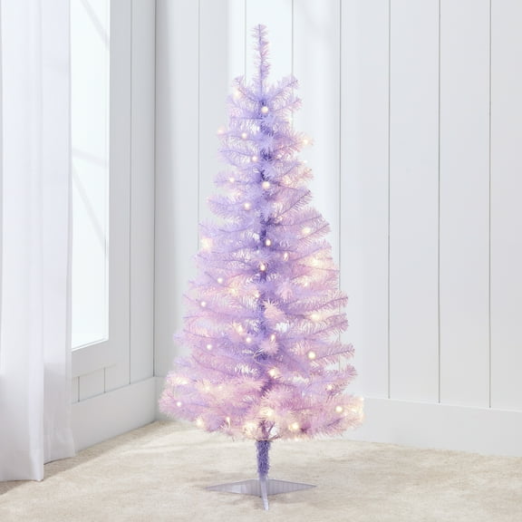 Best Choice Products 4ft Prelit Colored Christmas Tree, Artificial Tree Holiday Decor w/ LED Lights - Lavender