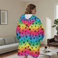 thumbnail image 5 of Animal Paw Prints Rainbow Pattern Oversized Sherpa Fleece Wearable Blanket Hoodie, Double-Sided Warm Fuzzy Pullover with Super Pockets for Women & Men, 5 of 6