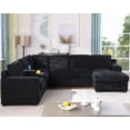 thumbnail image 6 of Hybition Modern Chenille Sofa Pull out Sofabed & Multifunctional Console-Black, 6 of 8