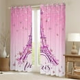 thumbnail image 2 of jejeloiu Paris Eiffel Tower Black Out Curtains,Cute Cartoon Butterflies Curtains Pack of 2 (42x63 Each),Pink Glitter Print Bedroom Curtains For Girls Kids,Microfiber Bedroom Decor, 2 of 6