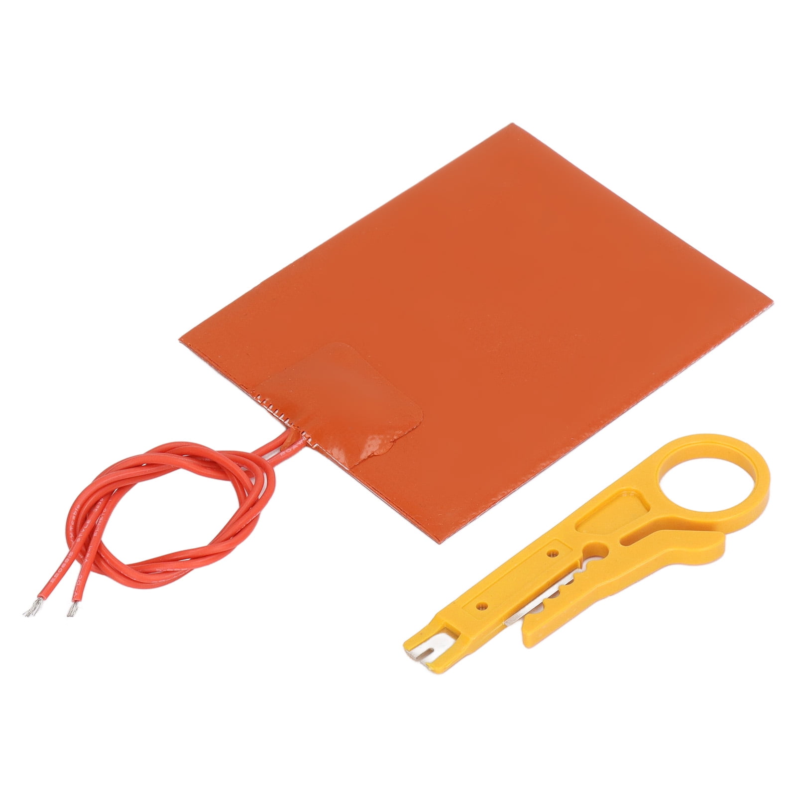 Yajisi Silicone Rubber Heating Pad Flexible Electric Heating Mat 12V 20W 250℃ Max 3.15x3.94 inches / 80x100mm High Dielectric Strength Safe Replacement Element With Wire Stripper