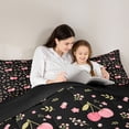 thumbnail image 4 of Homewish Cute Cherry Fruit Twin Bedding Sets 7-Piece for Child, Black Pink Cartoon Bedding Comforter Set, Kawaii Princess Flower Reversible Sheet Sets, Super Cozy Room Decor, 4 of 7