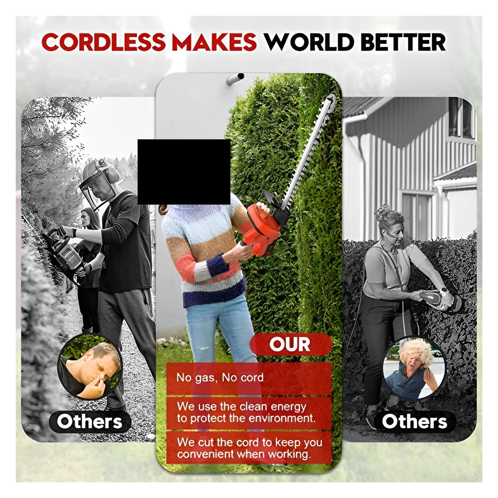 Cordless Hedge Trimmer 22 Inch 21V 500W Hedge Trimmer With Dual Action Blade 3/5" Electric Cut Capacity For Bush Lawn Garden ,2 IN 1 Trimmer & Edger