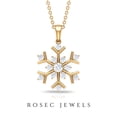 thumbnail image 4 of Rosec Jewels Natural Diamond Snowflake Necklace with Chain - HI-SI Quality - Christmas Gift for Women, 14K Yellow Gold, 4 of 8