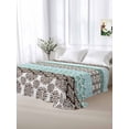 thumbnail image 5 of Boho Geometric California King Size Flat Sheet, Wrinkleproof & Fadeproof Cooling Flat Bed Sheet Only, Turquoise Green Brown Tribal Stripes Breathable Soft Bedding Top Sheets 108 x 98 Inches, 5 of 8