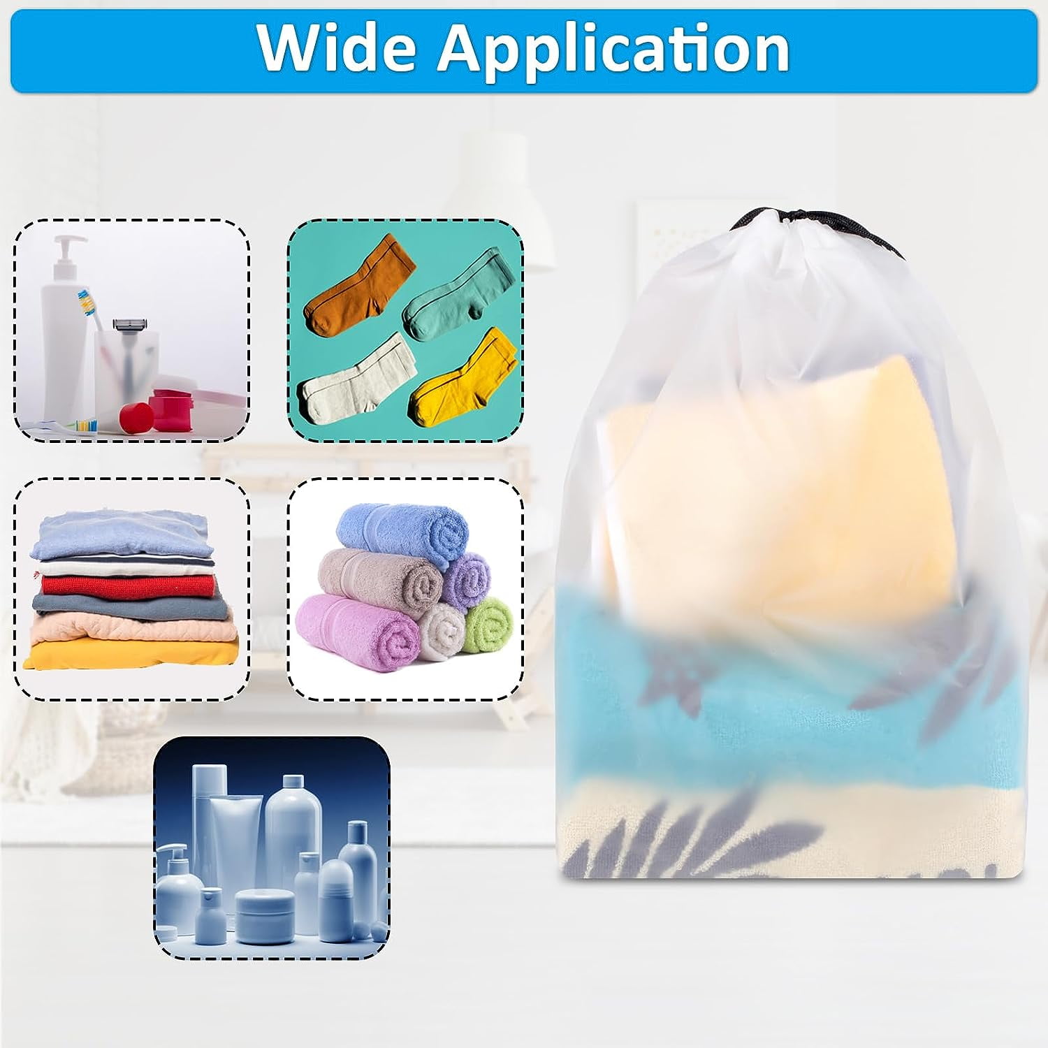 Shoe Bags for Travel, 5 PCS Large Transparent Travel Shoe Bags for Packing, Clear Drawstring Travel Shoe Storage Bag, Portable Shoes Organizer Pouch with Rope for Men and Women （17.3" X 12.6"）