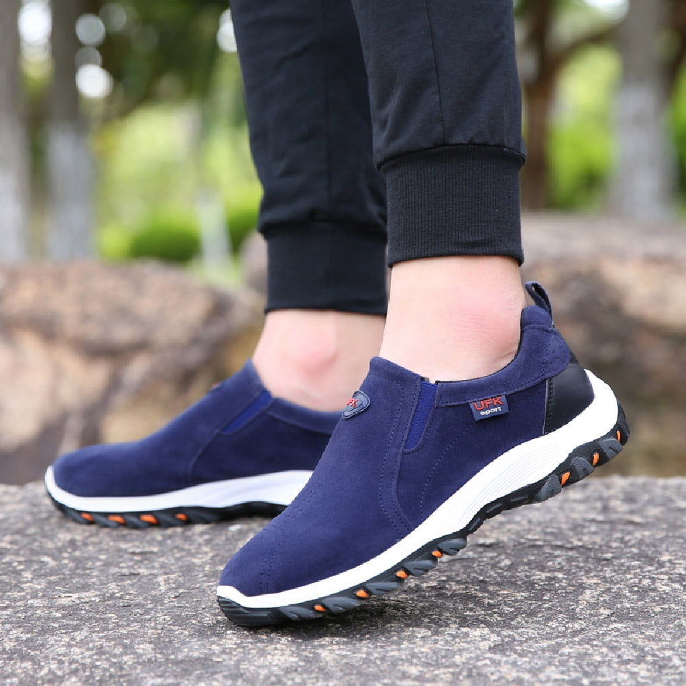 Mens Hiking Mountaineering Shoes Outdoor Breathable Trekking Sneakers Lightweight Comfortable Non-slip Casual Shoes Blue 7 US