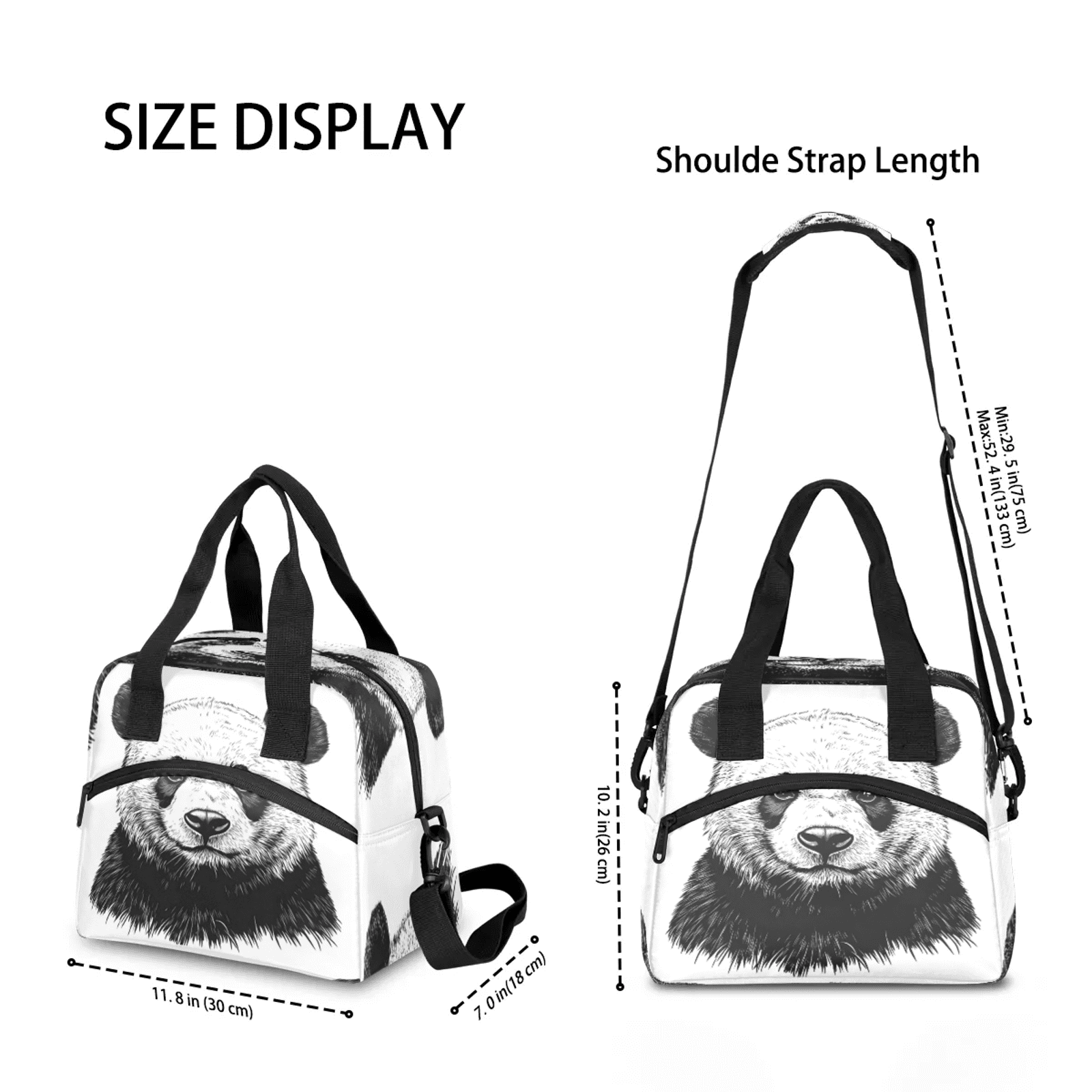 Herdesigns Panda Lunch Bag for Women Men Adult, Animal Theme Large Insulated Reusable Lunch Box Leakproof Portable Cooler Tote Bags for Work Picnic Beach