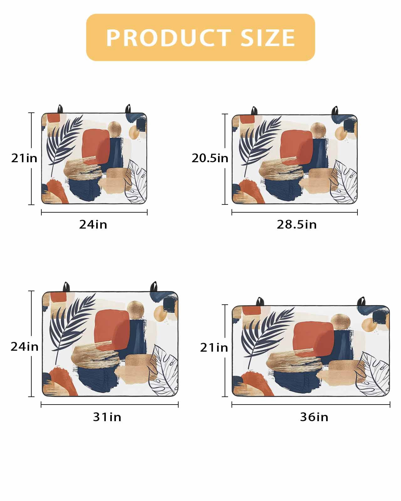 Large Induction Cooktop Protector Mat Boho Stove Top Covers for Electric Stove, Middle Century Leaves Minimalist Abstract Bohemia Decorative Stove Burner Cover Mats, Glass Top Stove Cover