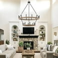 thumbnail image 3 of ACROMA  20-light Modern Farmhouse 40In Round Wagon Wheel Chandelier with UL Birchwood Distressed, Satin, Matte Adjustable, Over 60 Inches Painted N/A, 3 of 5