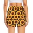 thumbnail image 2 of Lsque Chocolate Plaid Sunflower Printed Women's Running Shorts with Liner Pockets,Elastic Quick Dry Workout Athletic Gym Yoga Shorts,Womens High Waist Shorts-X-Large, 2 of 9