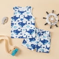 thumbnail image 2 of TOWED22 Infant Baby Boy Clothes 2pcs Summer Sets Sleeveless Top Tee + Graphic Pocket Shorts Casual Outfits(Blue,3-6 M), 2 of 8