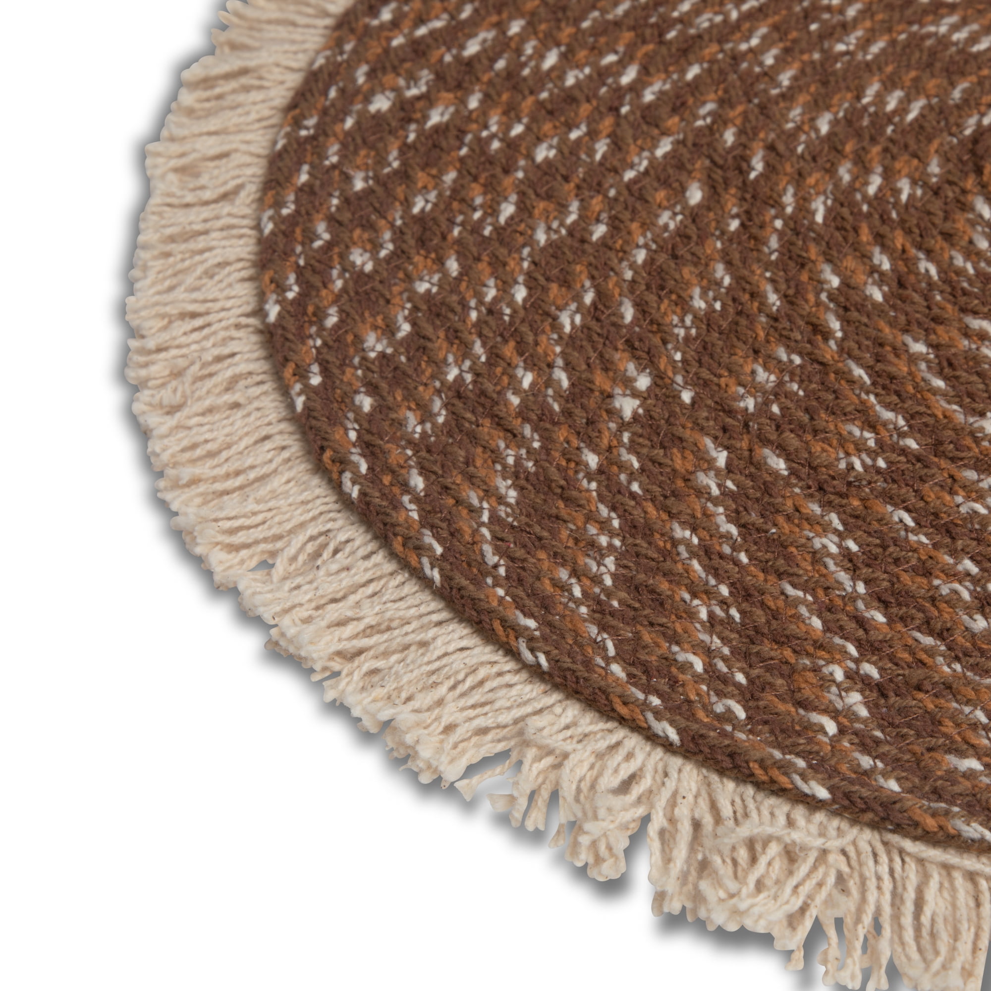 Yellowstone Round Kitchen Fringe Table Placemat, Brown