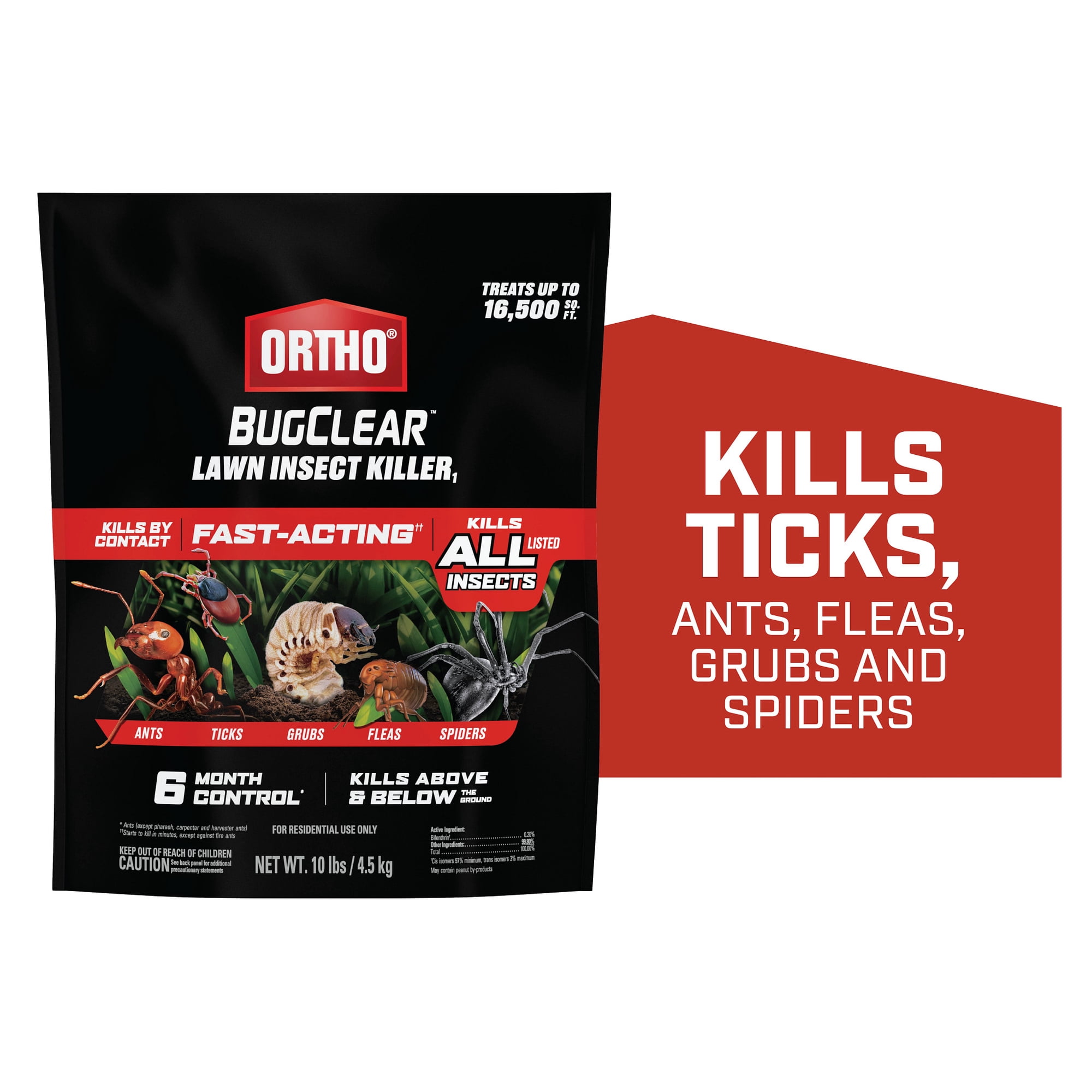 Ortho BugClear Lawn Insect Killer1, Kills Ants, Fleas, Ticks, Grubs and Spiders, 10 lb.