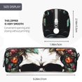 Naloa Flower Horn Skull Leather Pencil Case, Makeup Pouch, Zipper Pouch