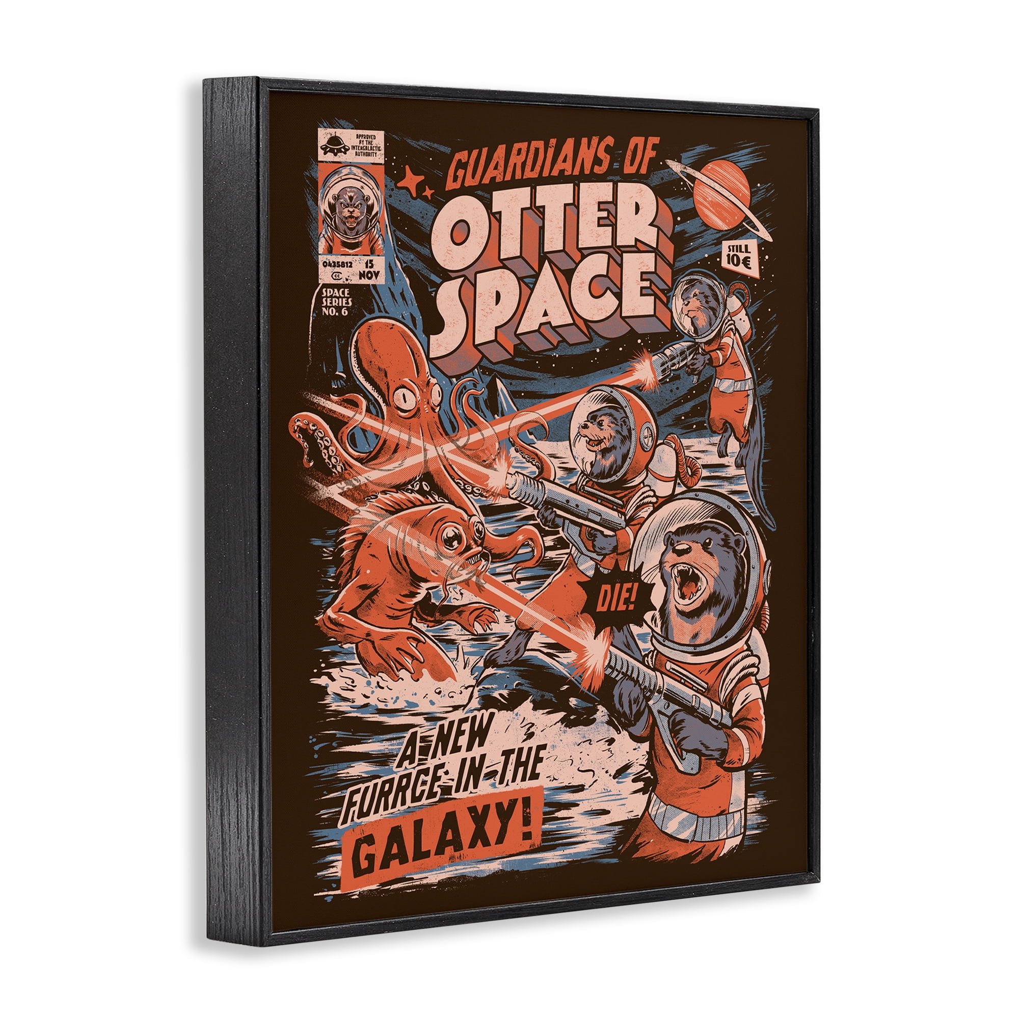 Stupell Industries Guardians Of Otter Space Retro Black Framed Giclee Art, design by EduEly Designs