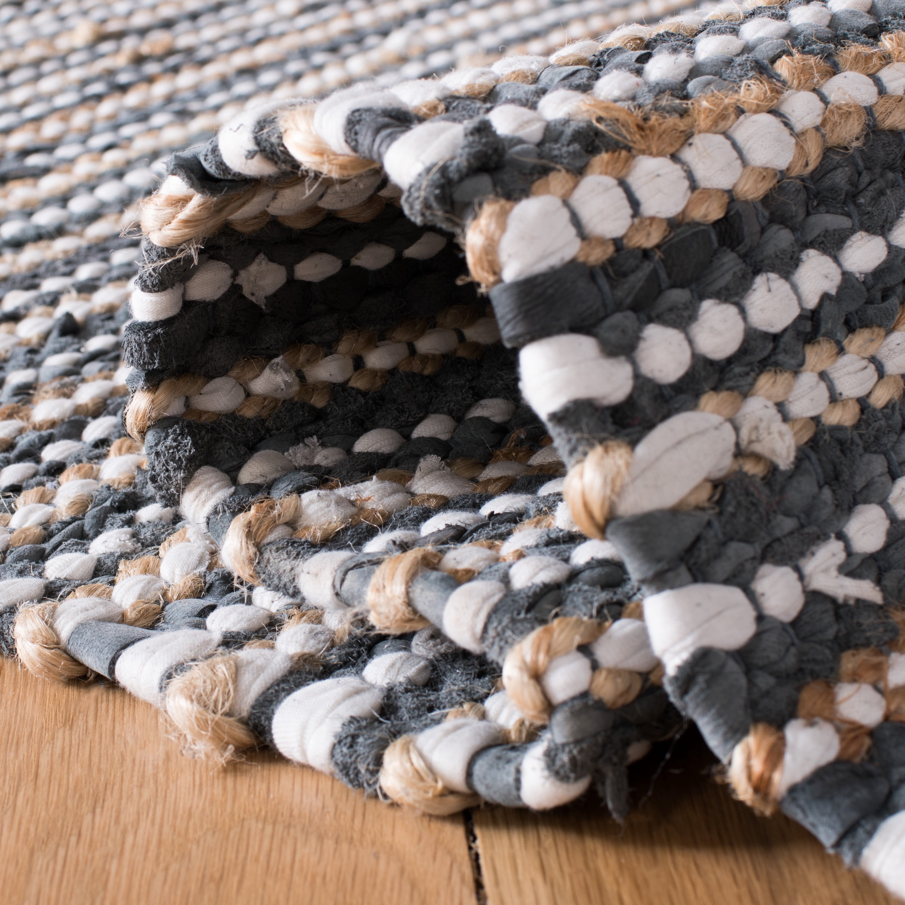SAFAVIEH Vintage Leather Aaron Striped Area Rug, Dark Grey/Multi, 5' x 8'