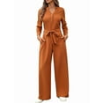 thumbnail image 2 of Womens Jumpsuits Long Sleeve V Neck Dressy Casual Wide Leg Pants Romper 2025 Autumn Outfits, 2 of 9