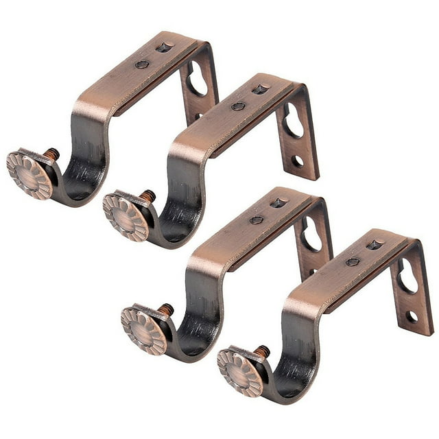 Shisuyan 4 Pcs Support de Tringle à Rideau en Alliage d'Aluminium pour Tringle de 18-22mm (Marron Clair)