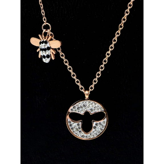 Edwin Earls Rose Gold-Plated Titanium Bumblebee Necklace, 16"   2" Extension, Cable Chain