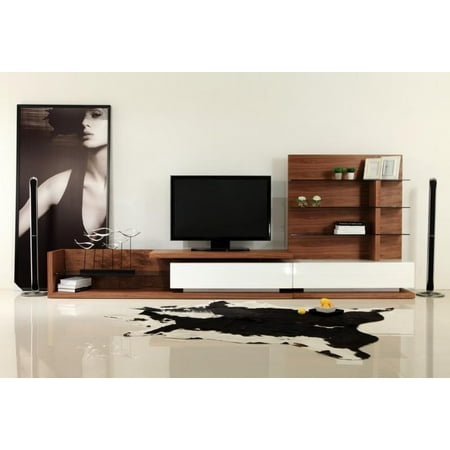 Modern Walnut And White High Gloss Tv Unit Contemporary Vig Modrest Jefferson Modern Walnut And White High Gloss Tv Unit Contemporary Vig Modrest Jefferson