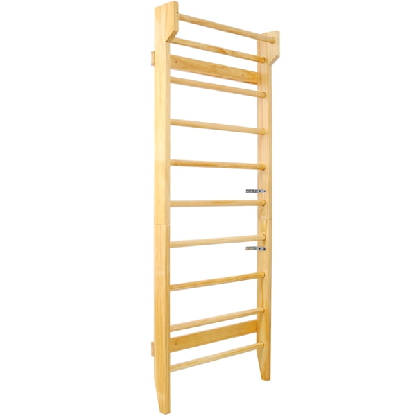 Ambifirner Gymnastics Wood Stall Bar, Multi-use Swedish Ladder- Wall Mounted Pull Up Bar-Physical Therapy for Stretching and Various Exercises,Indoor Home Gym Workout Yoga
