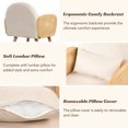 thumbnail image 4 of Accent Chair for Living Room, Velvet Armchair with Rattan Armrest and Metal Legs, Upholstered Mid Century Modern Reading Side Chair Single Sofa Chair with Padded Cushion for Bedroom, Home, Beige, 4 of 9