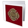 image of firefighter emblem design, gray ribbon look on red... - greeting cards (gc_308923_2)