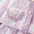 thumbnail image 6 of IVEYRTF Girls Fleece-Lined Knit Sweater Top and Skirt Set Long Sleeve Color Blocked Casual Fall Winter Comfortable Fit Outwear 2 Piece Outfit for Kids 1-7 Years(Purple#3,4 Years), 6 of 9