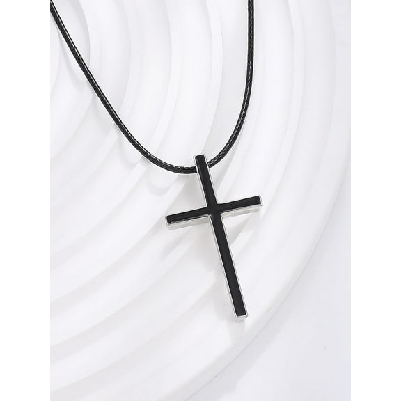 1Pcs Alloy Cross Pendant Necklaces for Women Cross Chain Necklace Black Pendants Decoration