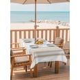 thumbnail image 2 of Outdoor Tablecloth with Umbrella Hole for Patio/Picnic/Party/Camping, Beige Striped Waterproof Table Cloth Rectangle Table Cover Washable, Farmhouse Thin Vertical Stripes (54"x 80"), 2 of 9