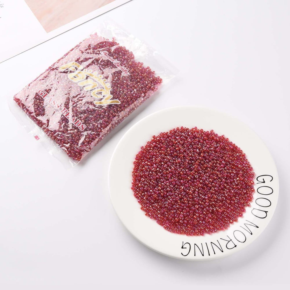 1Pound Round Glass Seed Beads Transparent Colours Rainbow Round Red 4mm