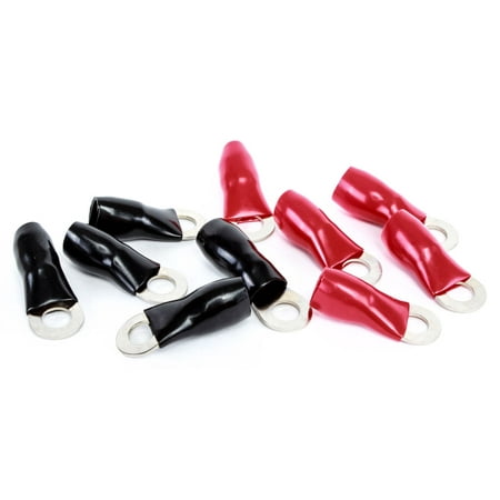 Sinister Accessories - 4 Gauge AWG Nickel Plated Crimp Ring Terminals - 10 Pack (5 Black / 5 Red) - SRT4-10 Sinister Accessories - 4 Gauge AWG Nickel Plated Crimp Ring Terminals - 10 Pack (5 Black / 5 Red) - SRT4-10