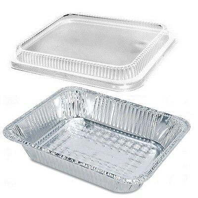 

Half Size Aluminum Disposable With Dome Lids - 9x13 Chafing Pans Perfect Cookware for Cakes Bread & other Food: 5PK