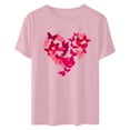 thumbnail image 6 of VKOYWKM Valentine's Day T Shirts for Women Cute Heart Print Short Sleeve T-Shirts Cute Tops Loose Fit Spring T-Shirt Crew Neck Holiday Party Shirts, 6 of 7